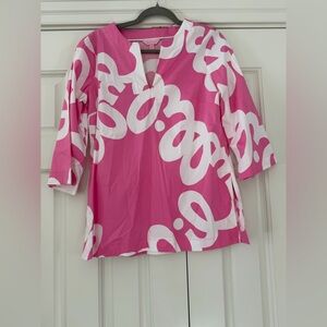 Lilly Pulitzer Pink and White Tunic. Size Small.